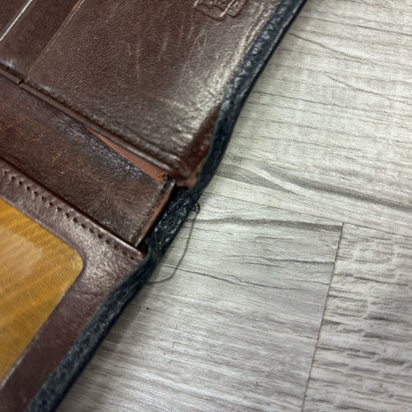 Vintage 90s Dooney & Bourke Black Brown Pebble Leather Tri-Fold Wallet Duck Logo - Picture 8 of 10